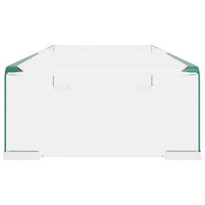 244127 vidaXL TV Stand/Monitor Riser Glass Clear 60x25x11 cm