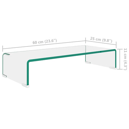 244127 vidaXL TV Stand/Monitor Riser Glass Clear 60x25x11 cm