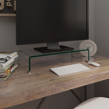 244127 vidaXL TV Stand/Monitor Riser Glass Clear 60x25x11 cm