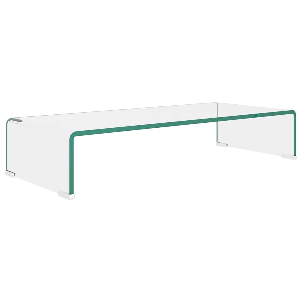 244128 vidaXL TV Stand/Monitor Riser Glass Clear 70x30x13 cm