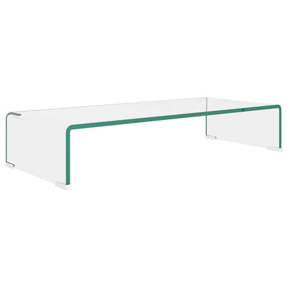 244128 vidaXL TV Stand/Monitor Riser Glass Clear 70x30x13 cm