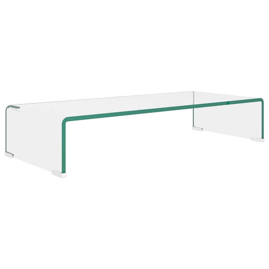 244128 vidaXL TV Stand/Monitor Riser Glass Clear 70x30x13 cm