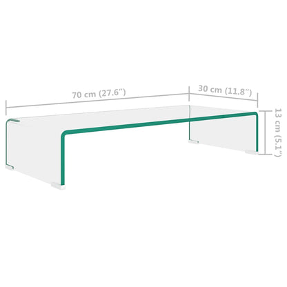 244128 vidaXL TV Stand/Monitor Riser Glass Clear 70x30x13 cm