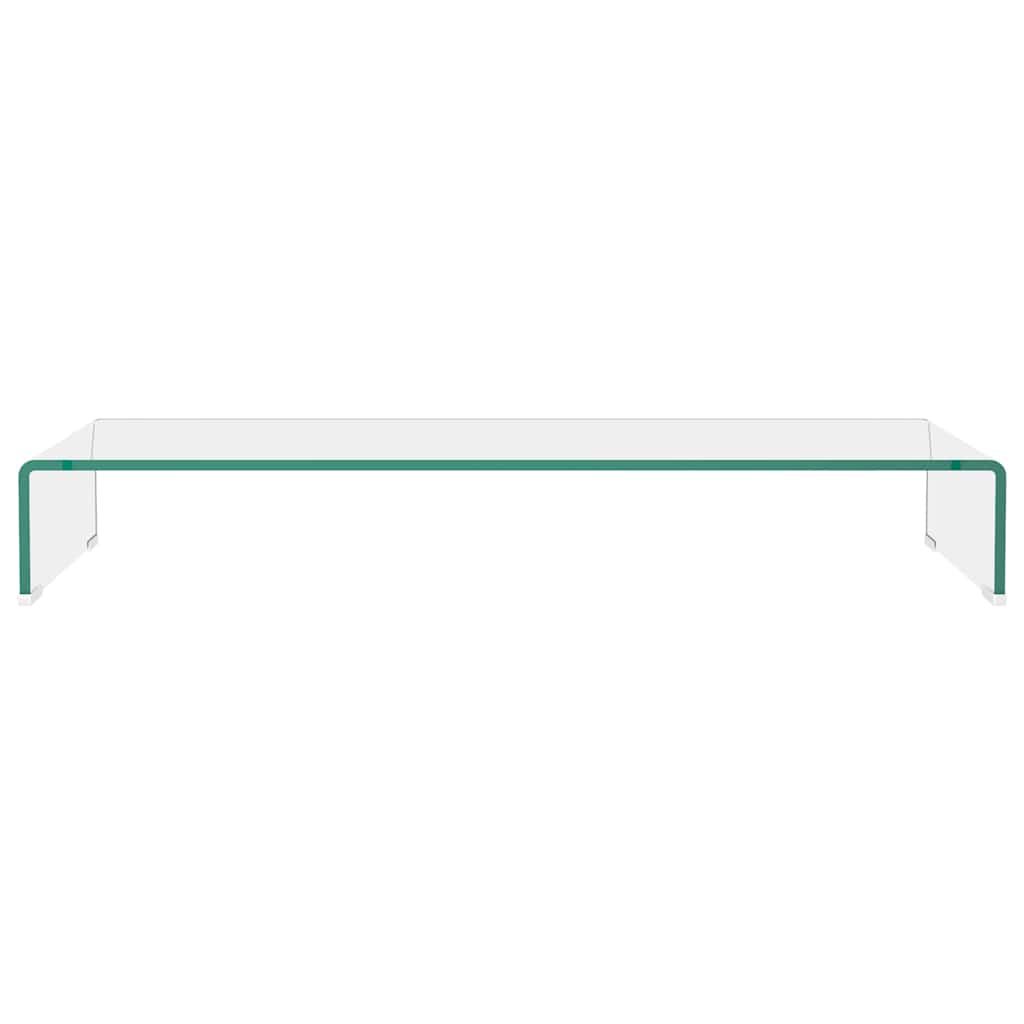244130 vidaXL TV Stand/Monitor Riser Glass Clear 90x30x13 cm