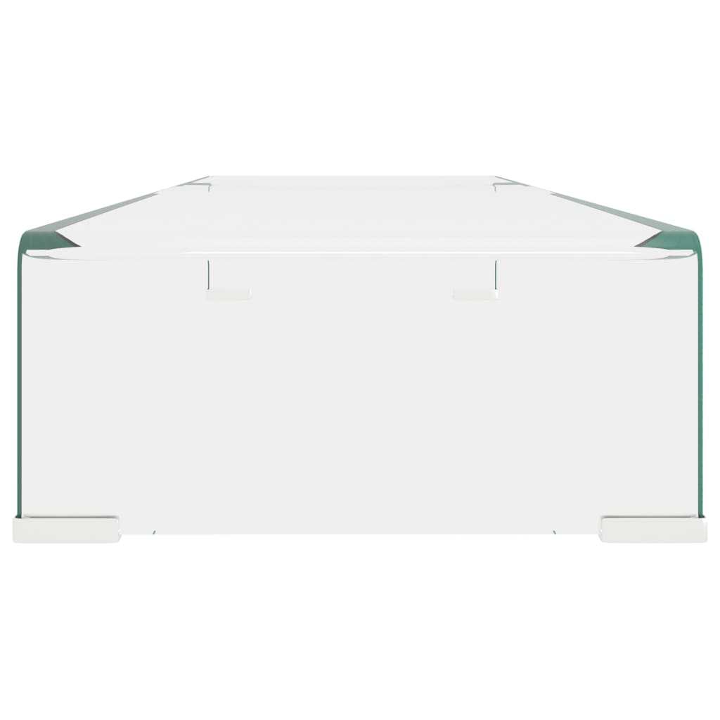 244130 vidaXL TV Stand/Monitor Riser Glass Clear 90x30x13 cm