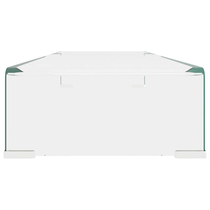 244130 vidaXL TV Stand/Monitor Riser Glass Clear 90x30x13 cm