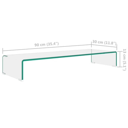 TV Stand/Monitor Riser Glass Clear 90x30x13 cm
