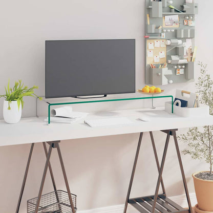 244130 vidaXL TV Stand/Monitor Riser Glass Clear 90x30x13 cm
