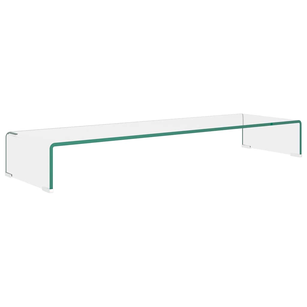 244131 vidaXL TV Stand/Monitor Riser Glass Clear 100x30x13 cm
