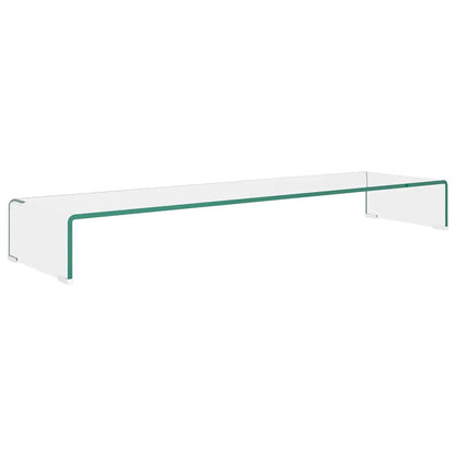 244132 vidaXL TV Stand/Monitor Riser Glass Clear 110x30x13 cm