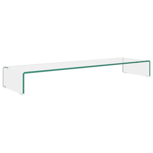 244132 vidaXL TV Stand/Monitor Riser Glass Clear 110x30x13 cm