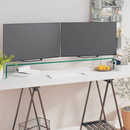 244132 vidaXL TV Stand/Monitor Riser Glass Clear 110x30x13 cm