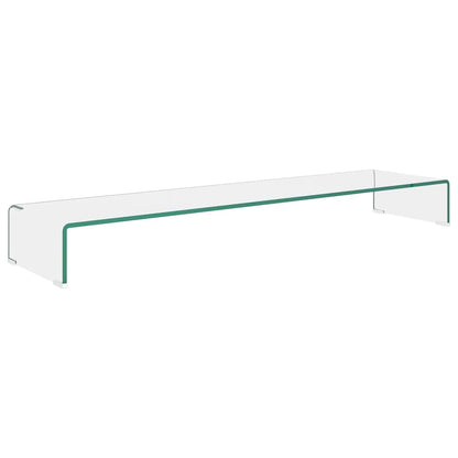 244133 vidaXL TV Stand/Monitor Riser Glass Clear 120x30x13 cm