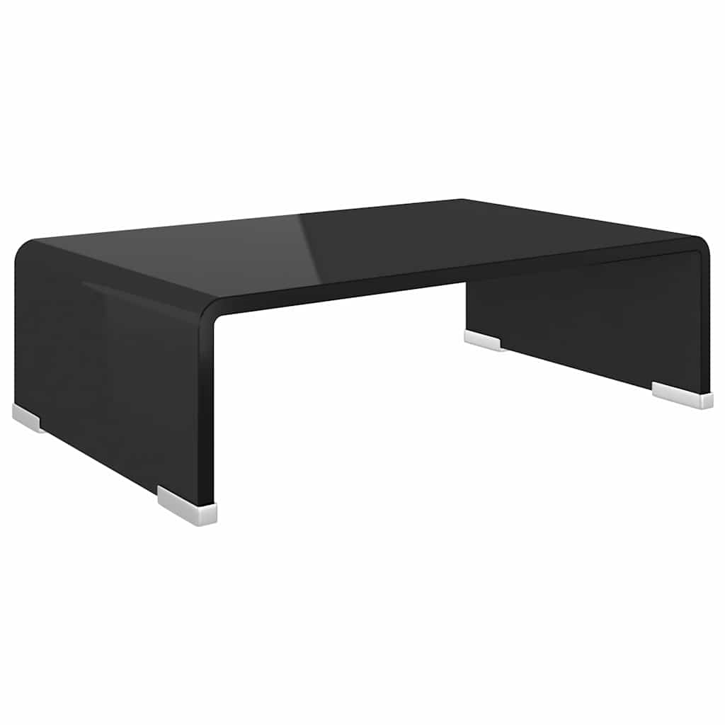 244134 vidaXL TV Stand/Monitor Riser Glass Black 40x25x11 cm