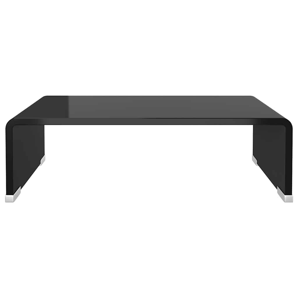 244134 vidaXL TV Stand/Monitor Riser Glass Black 40x25x11 cm