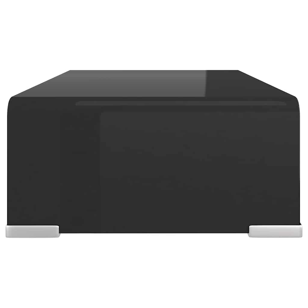 244134 vidaXL TV Stand/Monitor Riser Glass Black 40x25x11 cm