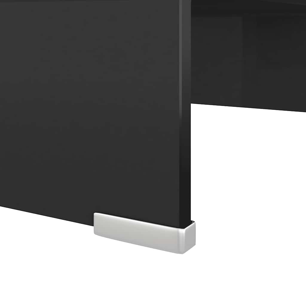 244134 vidaXL TV Stand/Monitor Riser Glass Black 40x25x11 cm