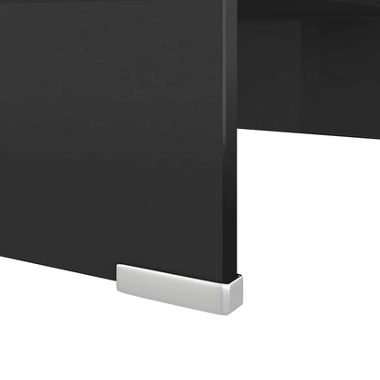244134 vidaXL TV Stand/Monitor Riser Glass Black 40x25x11 cm