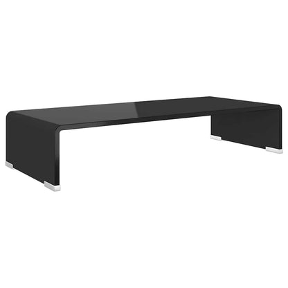 244135 vidaXL TV Stand/Monitor Riser Glass Black 60x25x11 cm
