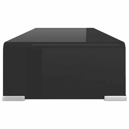 244135 vidaXL TV Stand/Monitor Riser Glass Black 60x25x11 cm
