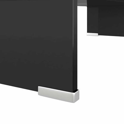 244135 vidaXL TV Stand/Monitor Riser Glass Black 60x25x11 cm
