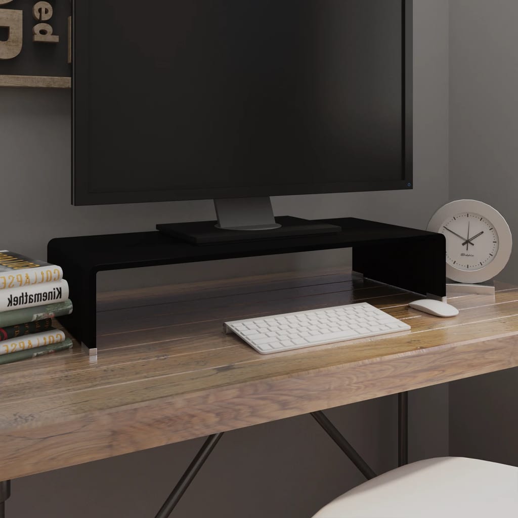 TV Stand | Black | Tempered Glass | Medium | Modern | TV Stand