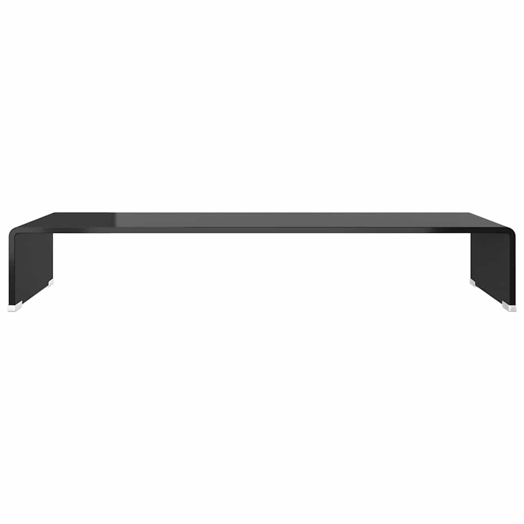 244137 vidaXL TV Stand/Monitor Riser Glass Black 80x30x13 cm