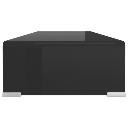 TV Stand | Black | Tempered glass | 80 cm x 30 cm x 13 cm | Sleek