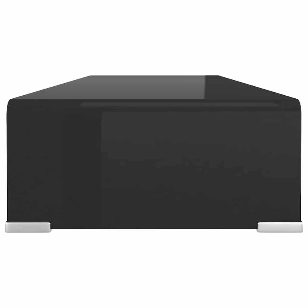 244137 vidaXL TV Stand/Monitor Riser Glass Black 80x30x13 cm