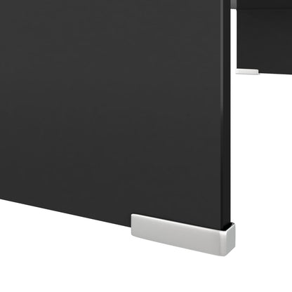 TV Stand | Black | Tempered glass | 80 cm x 30 cm x 13 cm | Sleek
