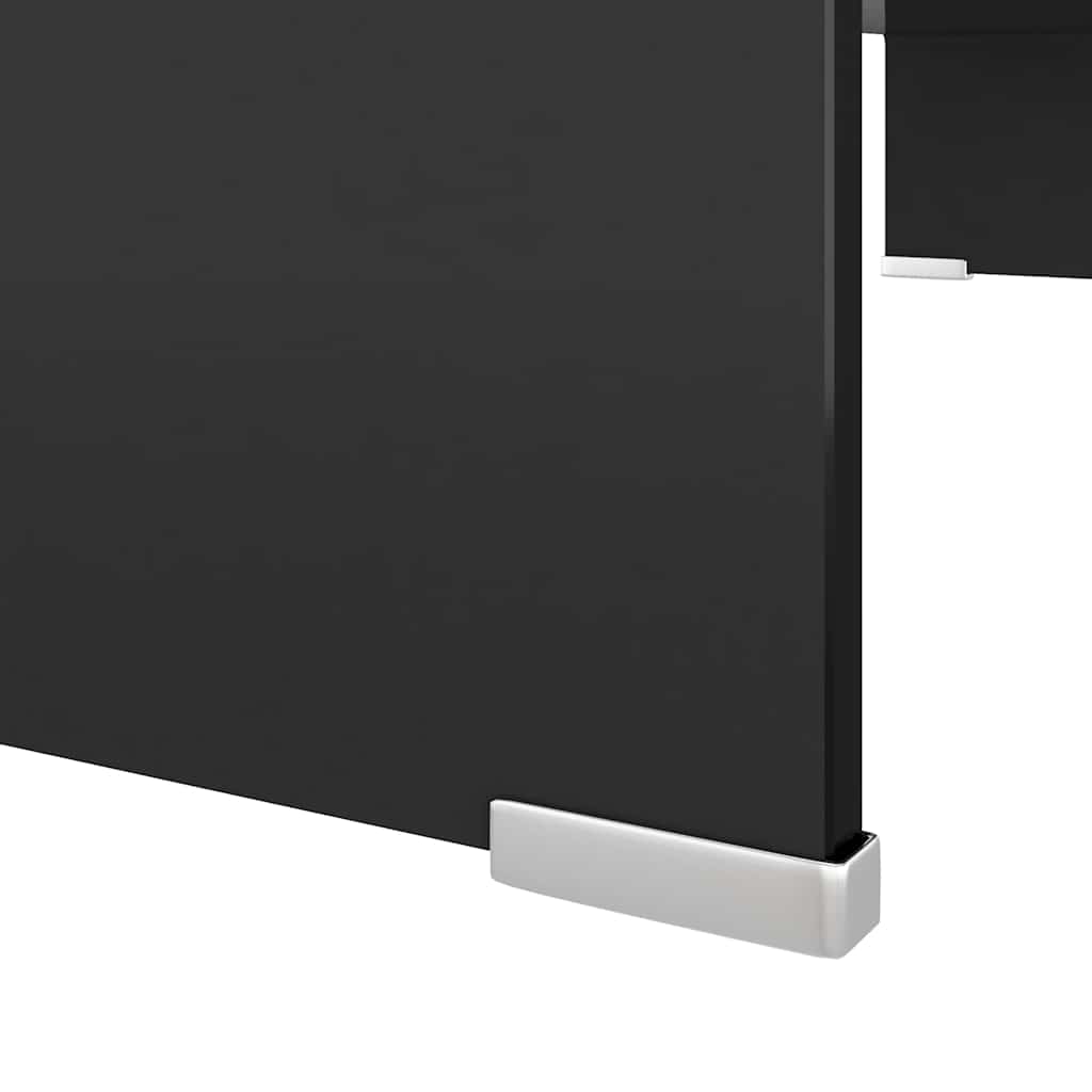 244137 vidaXL TV Stand/Monitor Riser Glass Black 80x30x13 cm