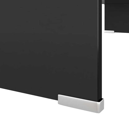 244137 vidaXL TV Stand/Monitor Riser Glass Black 80x30x13 cm