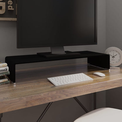TV Stand | Black | Tempered glass | 80 cm x 30 cm x 13 cm | Sleek