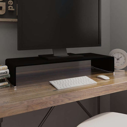 244137 vidaXL TV Stand/Monitor Riser Glass Black 80x30x13 cm