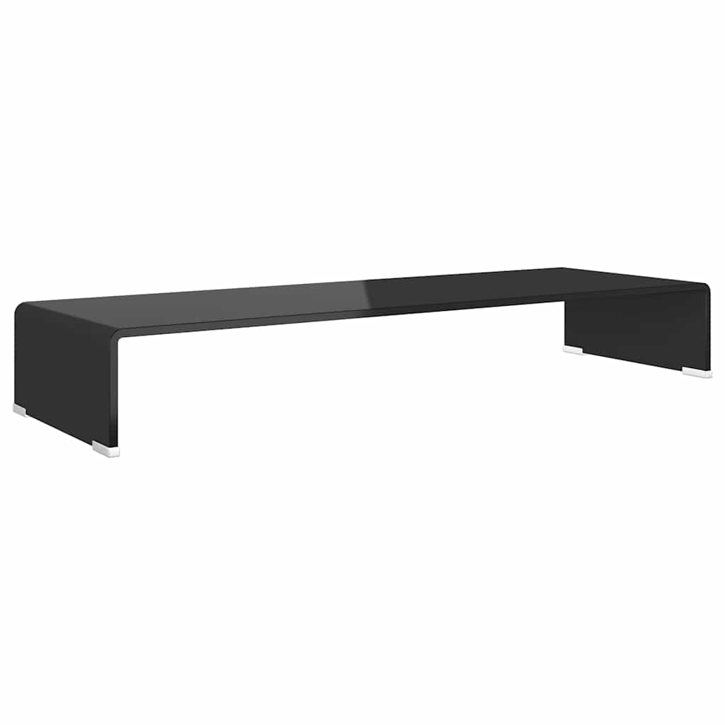 244138 vidaXL TV Stand/Monitor Riser Glass Black 90x30x13 cm