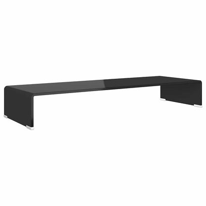 244138 vidaXL TV Stand/Monitor Riser Glass Black 90x30x13 cm