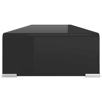 244138 vidaXL TV Stand/Monitor Riser Glass Black 90x30x13 cm