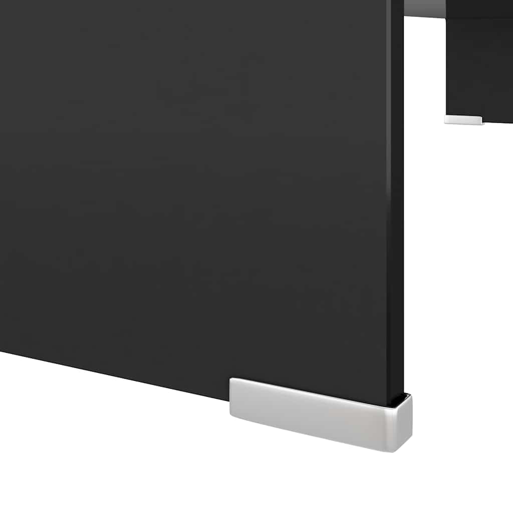 244138 vidaXL TV Stand/Monitor Riser Glass Black 90x30x13 cm