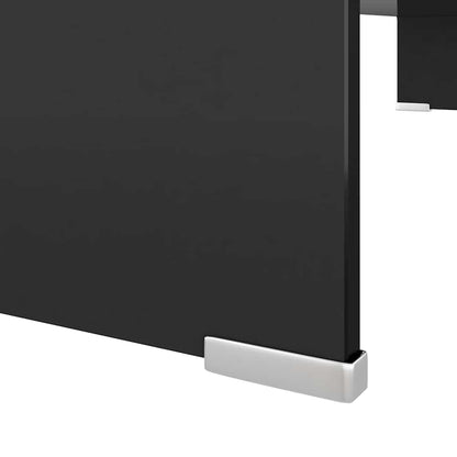 244138 vidaXL TV Stand/Monitor Riser Glass Black 90x30x13 cm
