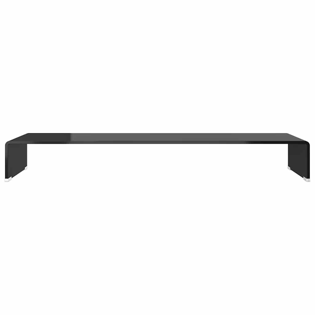 244139 vidaXL TV Stand/Monitor Riser Glass Black 100x30x13 cm