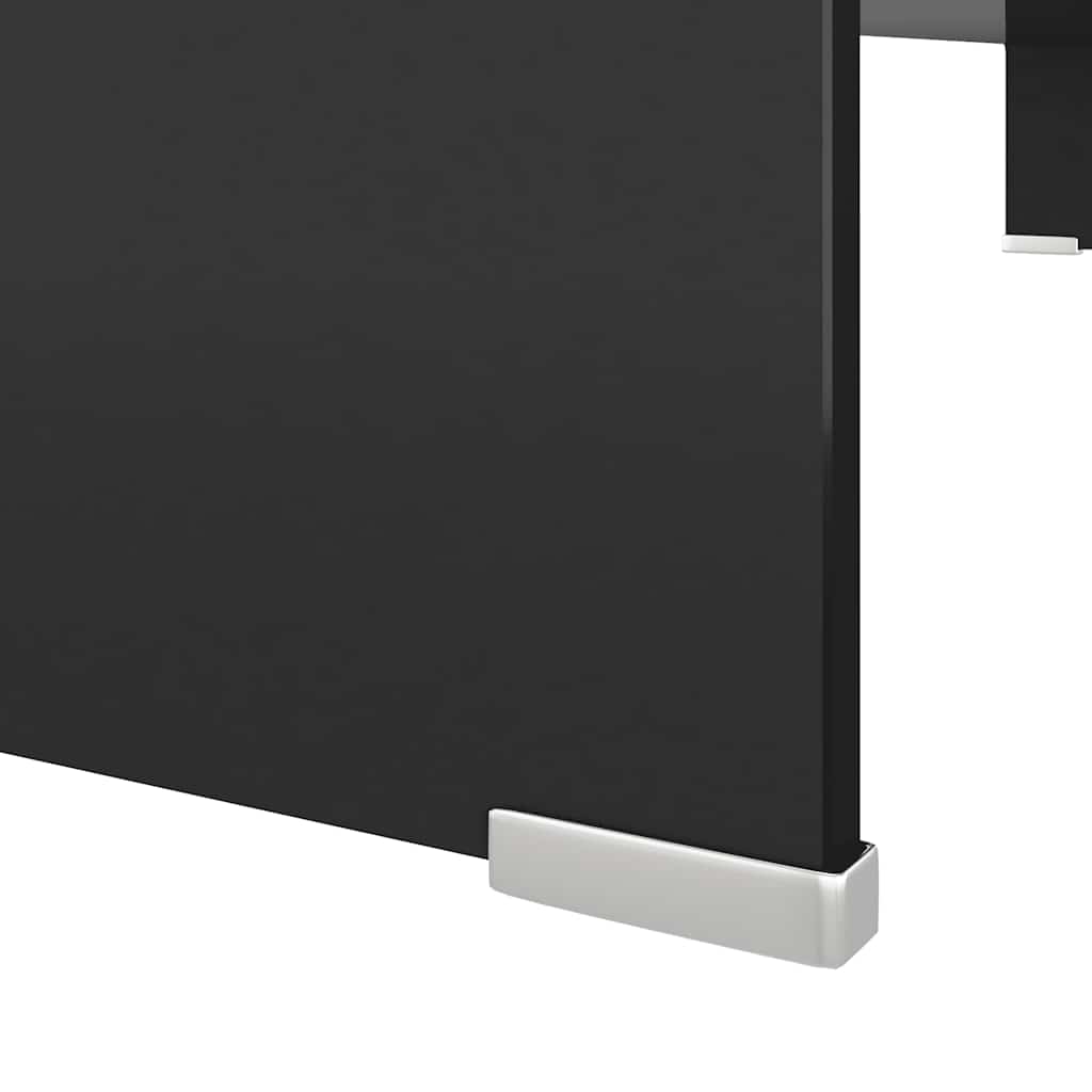 244139 vidaXL TV Stand/Monitor Riser Glass Black 100x30x13 cm