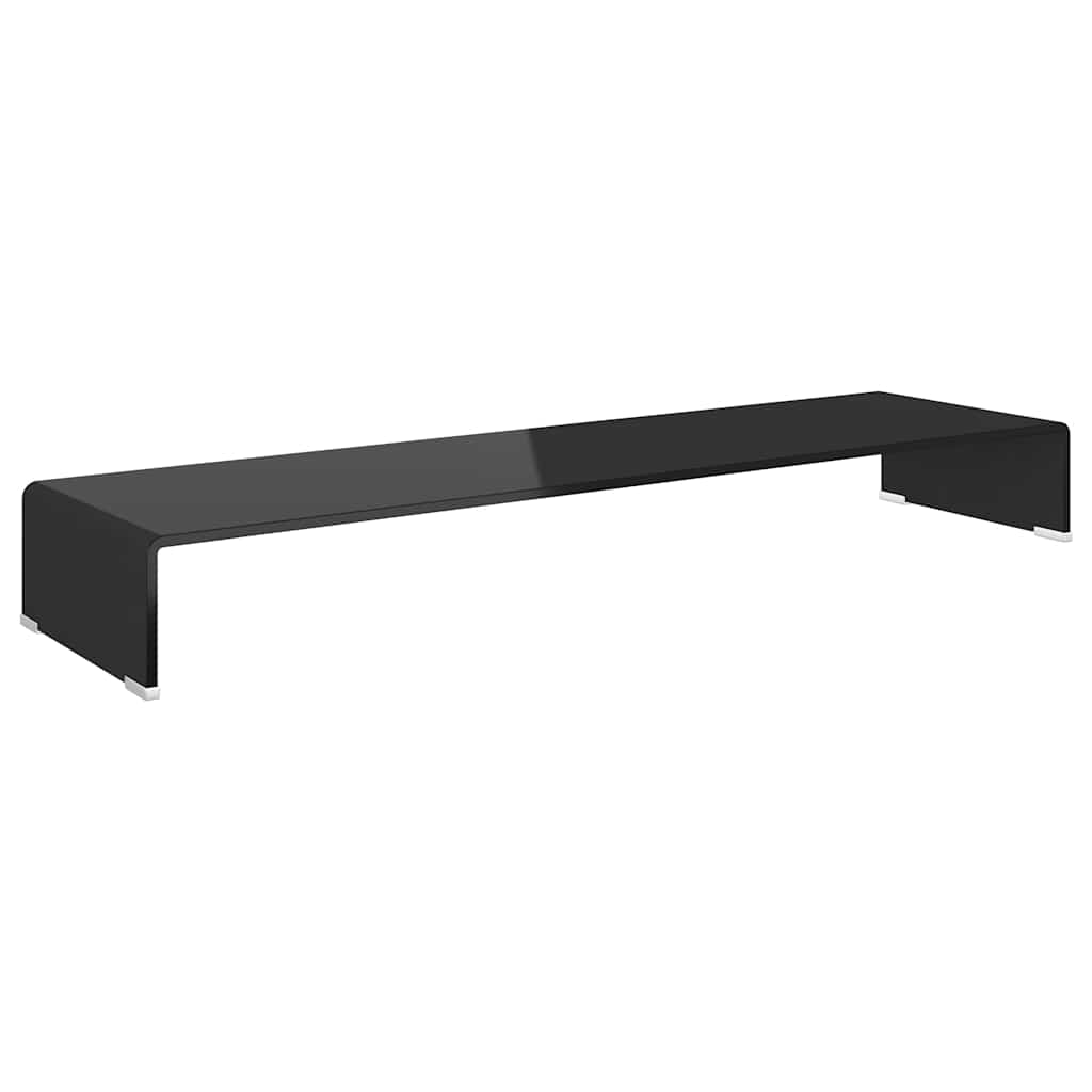 244140 vidaXL TV Stand/Monitor Riser Glass Black 110x30x13 cm