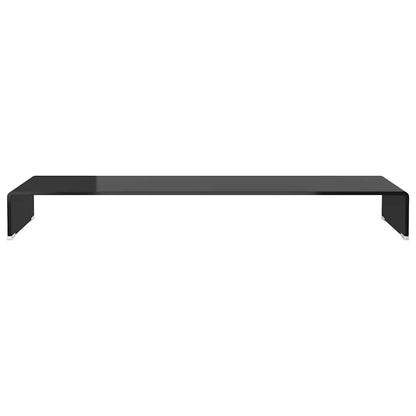 244140 vidaXL TV Stand/Monitor Riser Glass Black 110x30x13 cm