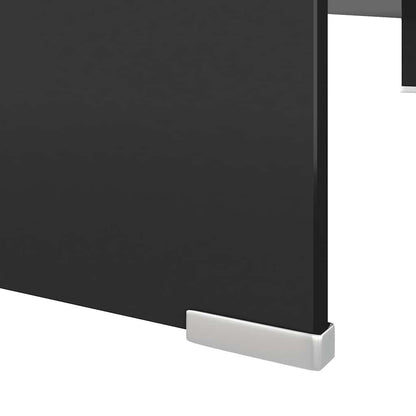 244140 vidaXL TV Stand/Monitor Riser Glass Black 110x30x13 cm