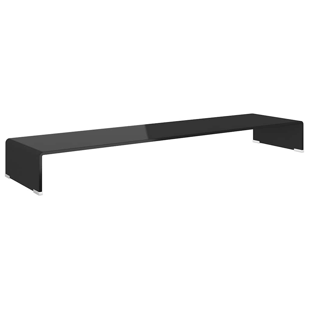 244141 vidaXL TV Stand/Monitor Riser Glass Black 120x30x13 cm