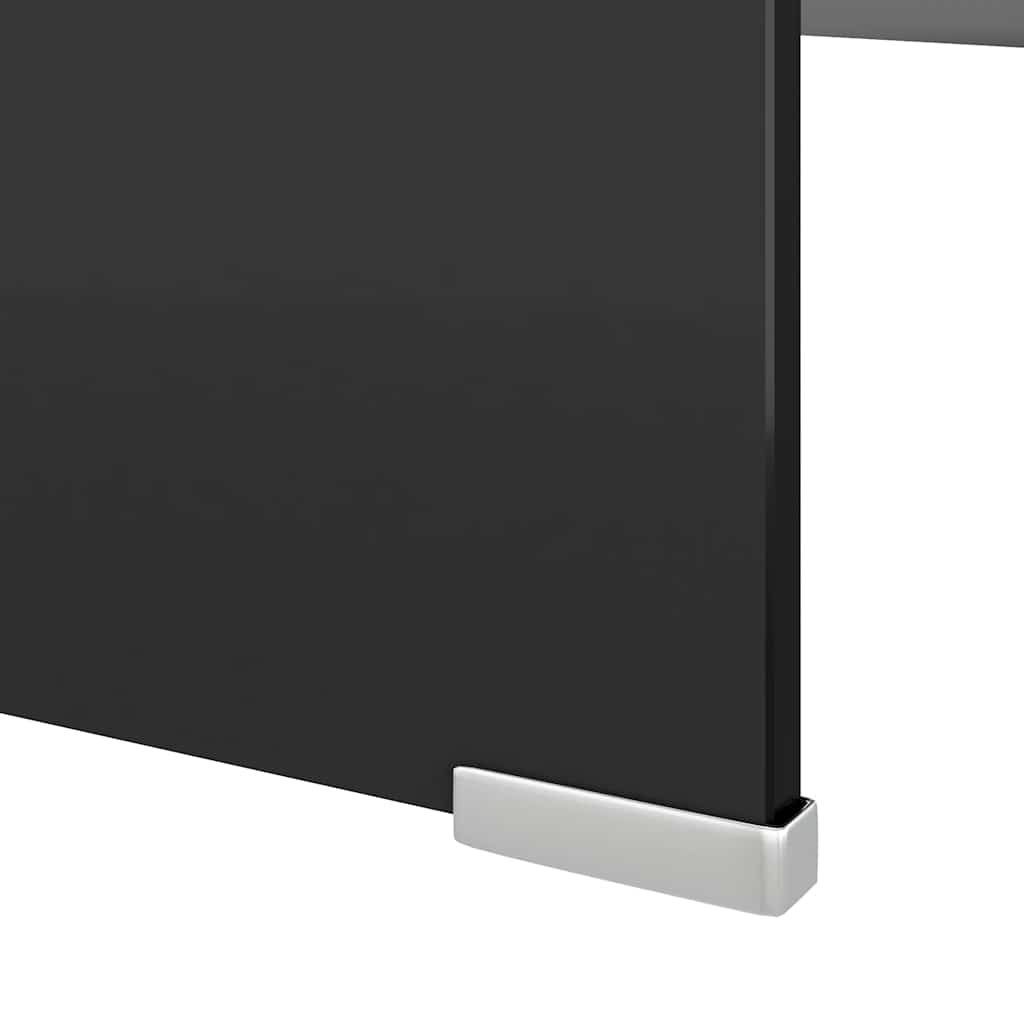 244141 vidaXL TV Stand/Monitor Riser Glass Black 120x30x13 cm