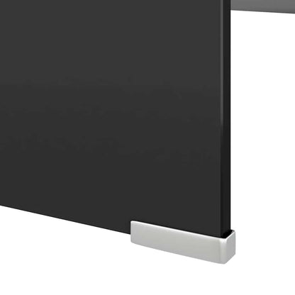 244141 vidaXL TV Stand/Monitor Riser Glass Black 120x30x13 cm