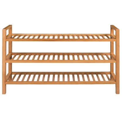 244209 vidaXL Shoe Rack with 3 Shelves 100x27x60 cm Solid Oak Wood
