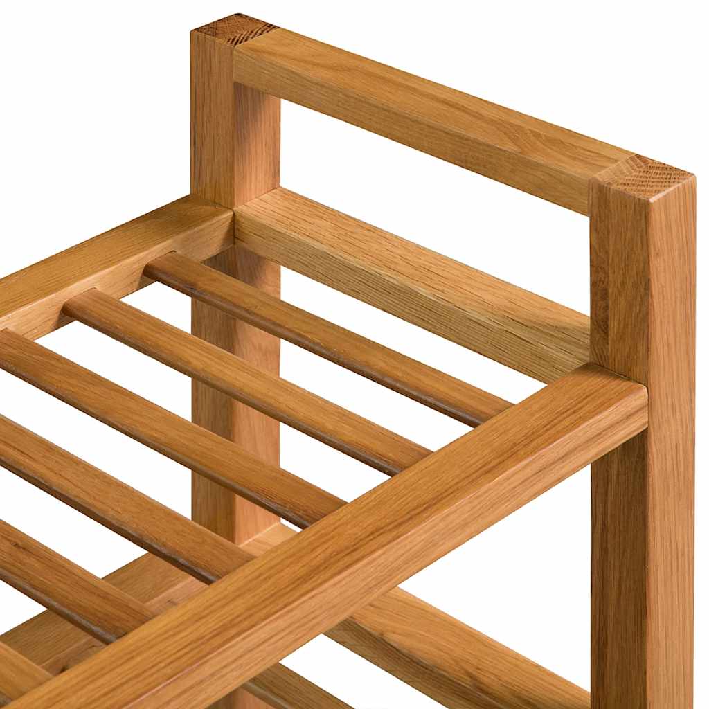 244209 vidaXL Shoe Rack with 3 Shelves 100x27x60 cm Solid Oak Wood