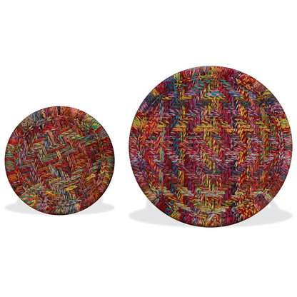 244213 vidaXL Coffee Table Set 2 Pieces Chindi Weave Details Multicolour